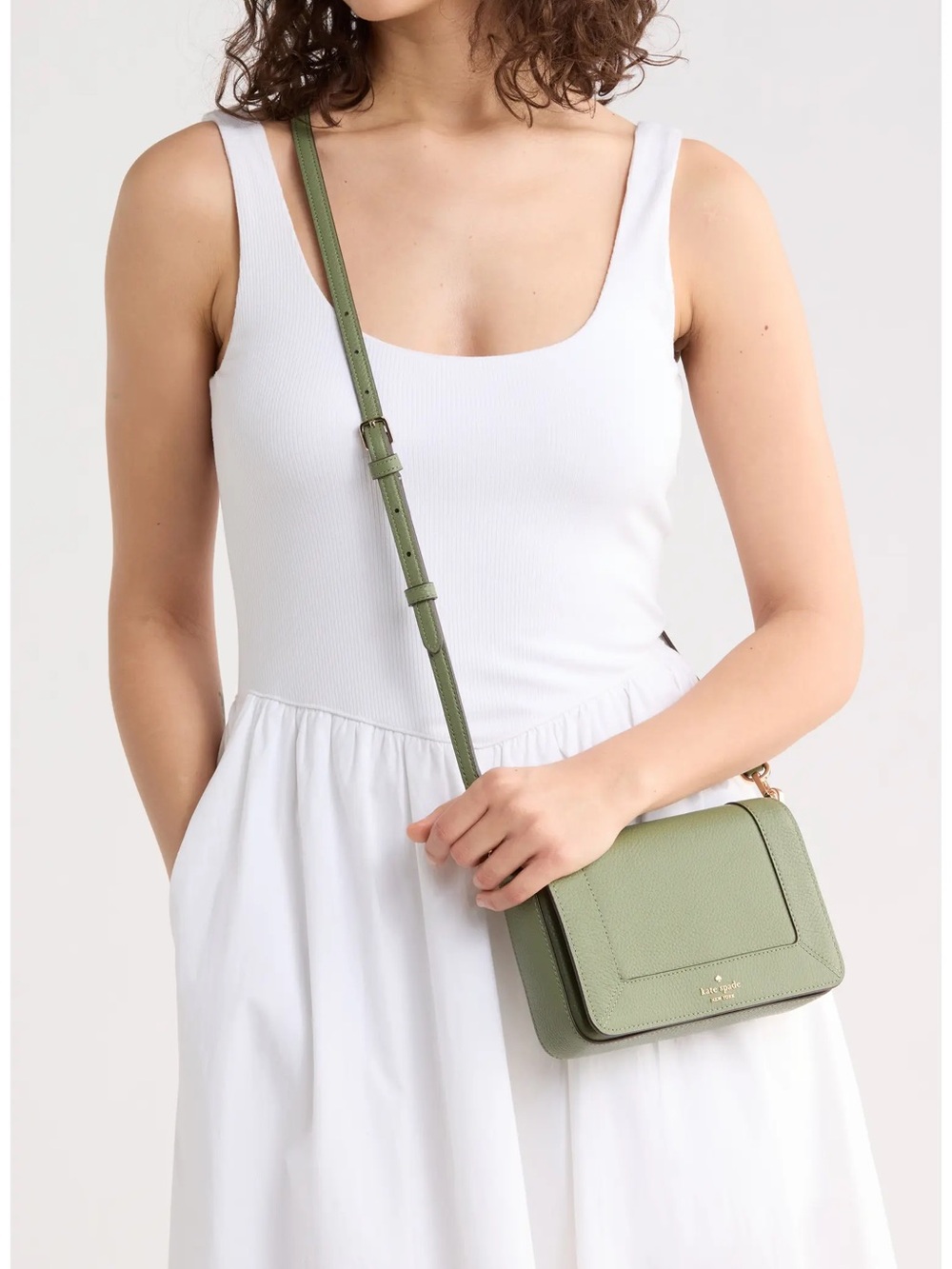 kate spade Olive Green Pebbled Leather Crossbody - Picture 3 of 5